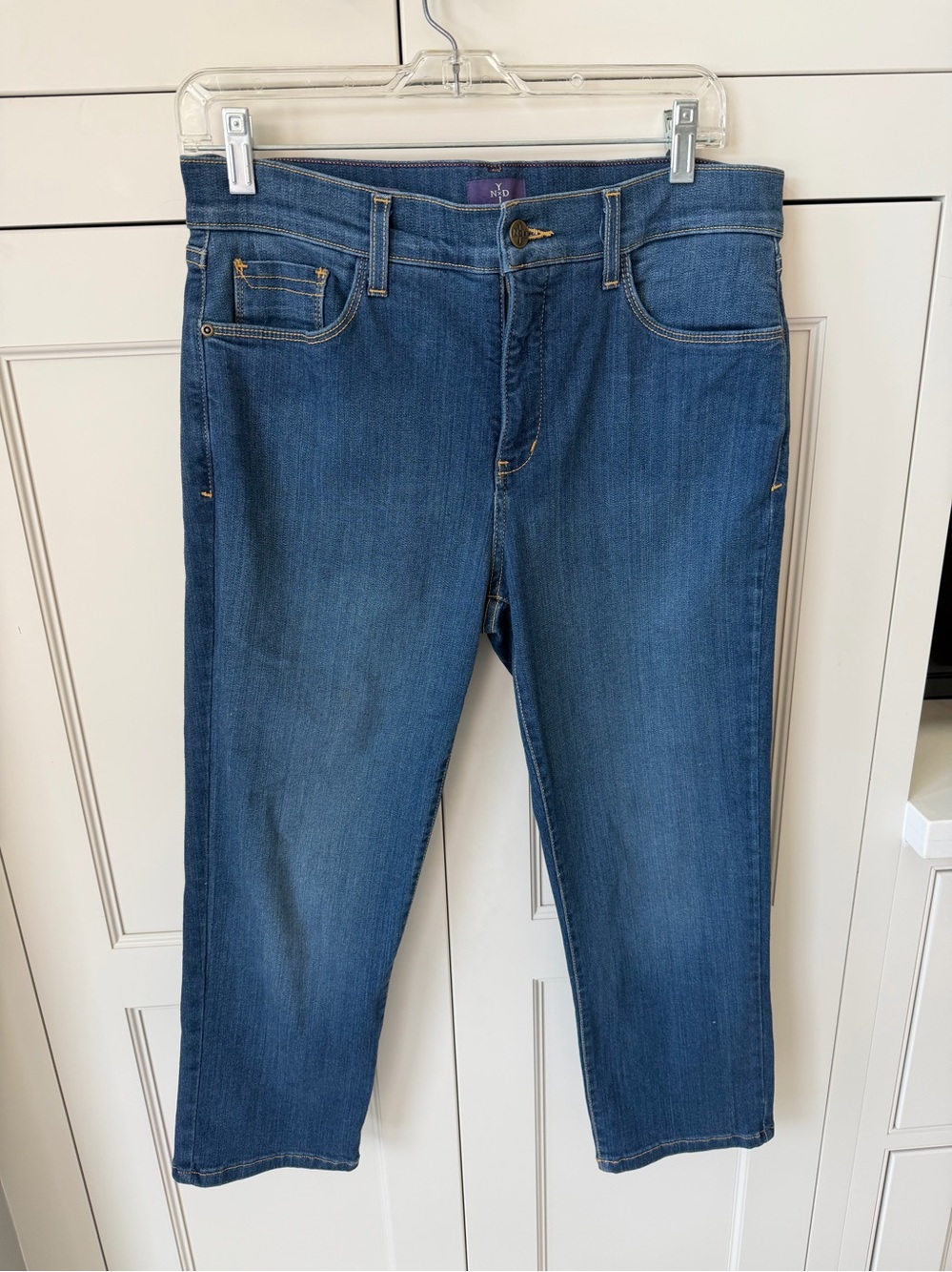 Classic Mid-Rise Crop Jeans in medium blue soft denim